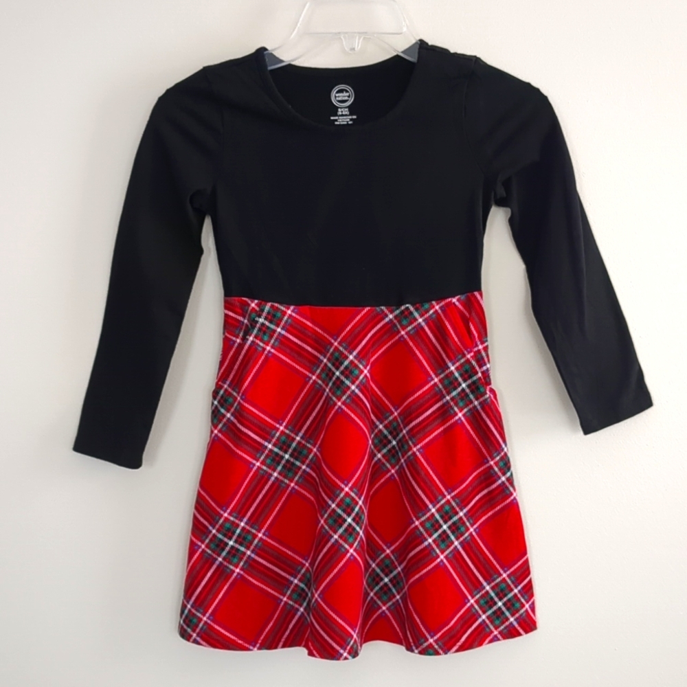 Christmas Little Girls Long Sleeve Play Dress w/Pockets (Size 6-6X)